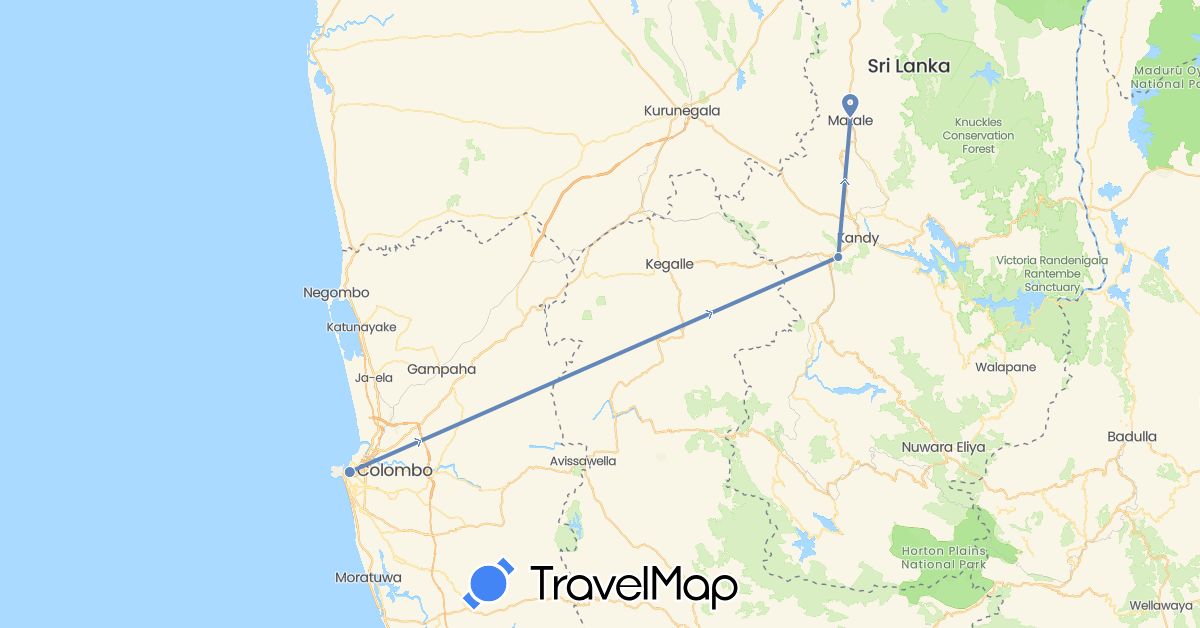TravelMap itinerary: driving, cycling in Sri Lanka (Asia)